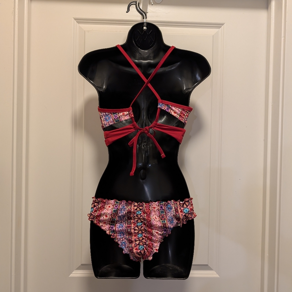 Maroon-Gold-Multicolored Boho Shade & Shore Bikini - Picture 3 of 7